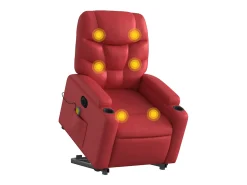 Poltrona Confortável | Poltrona reclinável elevatória elétrica couro artif. vermelho SHL53595