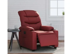 Poltrona Confortável | Poltrona reclinável elétrica couro artificial vermelho tinto SHL568440