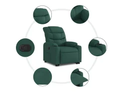 Poltrona Confortável | Poltrona reclinável elevatória tecido verde-escuro SHL605551