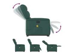 Poltrona Confortável | Poltrona reclinável elevatória de massagens tecido verde-escuro SHL133961