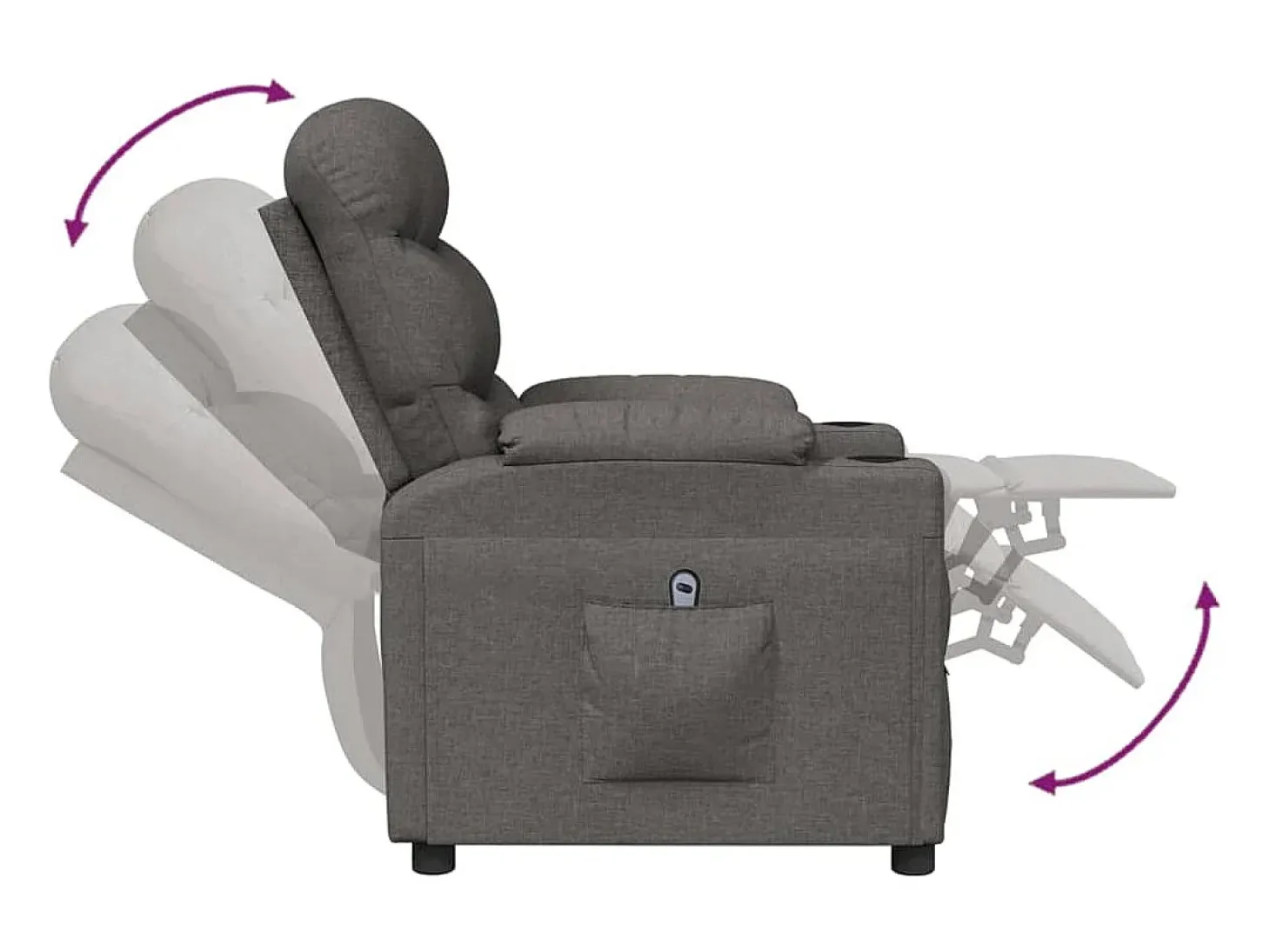 Poltrona Confortável | Poltrona reclinável elétrica tecido cinzento-escuro SHL761105