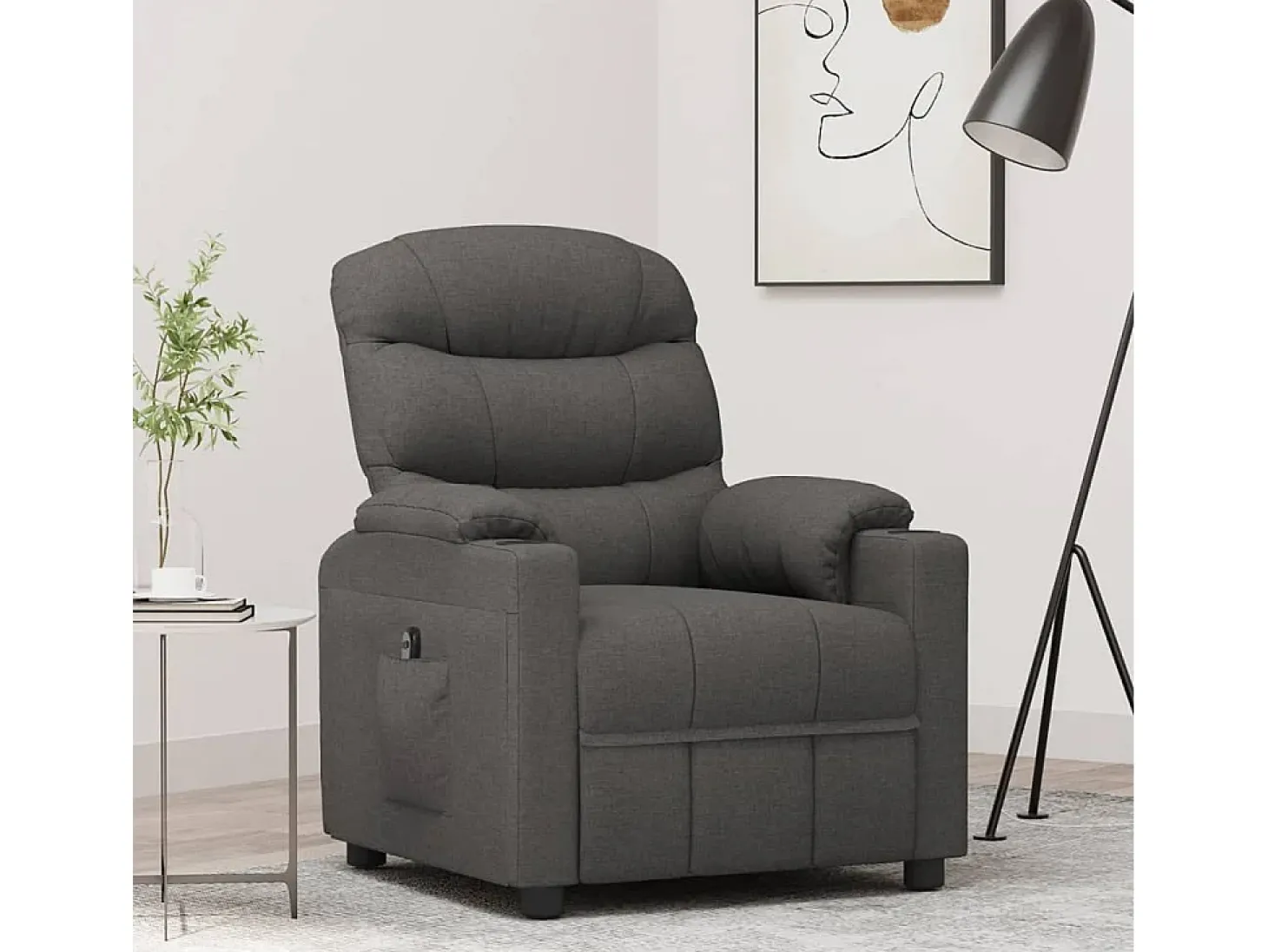 Poltrona Confortável | Poltrona reclinável elétrica tecido cinzento-escuro SHL761105
