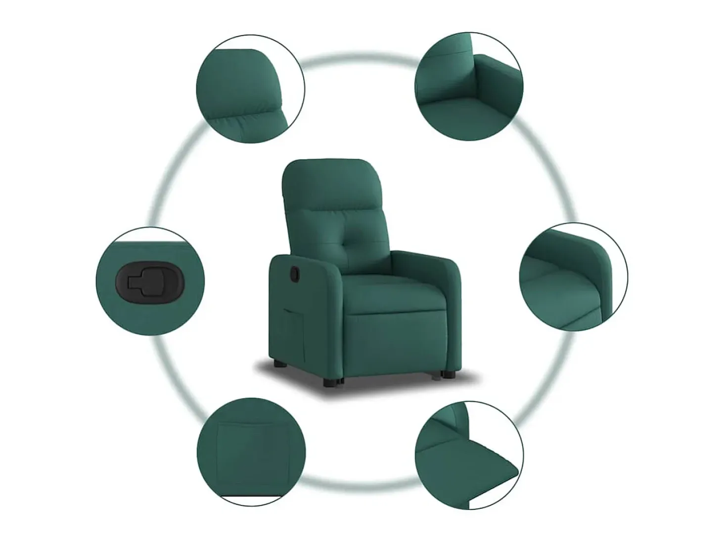 Poltrona Confortável | Poltrona reclinável elevatória tecido verde-escuro SHL940860