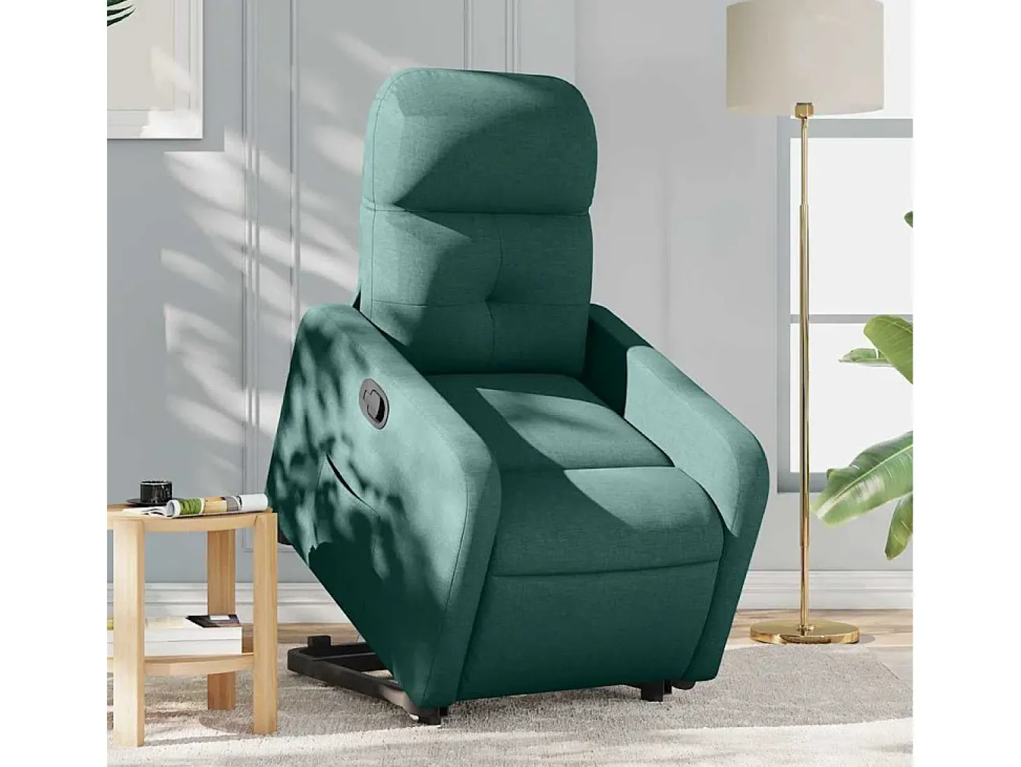Poltrona Confortável | Poltrona reclinável elevatória tecido verde-escuro SHL940860