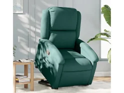 Poltrona Confortável | Poltrona reclinável elevatória tecido verde-escuro SHL828672