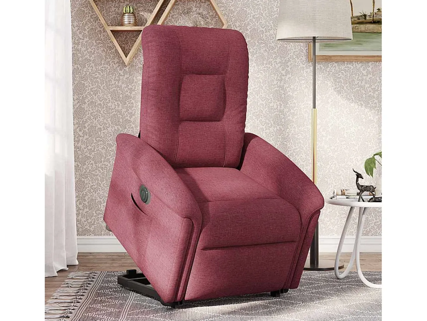 Poltrona Confortável | Poltrona reclinável elevatória elétrica tecido vermelho-tinto SHL702008