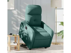 Poltrona Confortável | Poltrona reclinável elevatória elétrica tecido verde-escuro SHL425744