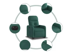 Poltrona Confortável | Poltrona reclinável elevatória elétrica tecido verde-escuro SHL425744