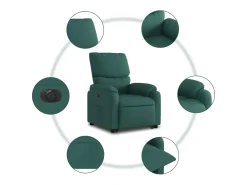 Poltrona Confortável | Poltrona reclinável elevatória elétrica tecido verde-escuro SHL678445