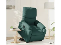 Poltrona Confortável | Poltrona reclinável elevatória elétrica tecido verde-escuro SHL678445