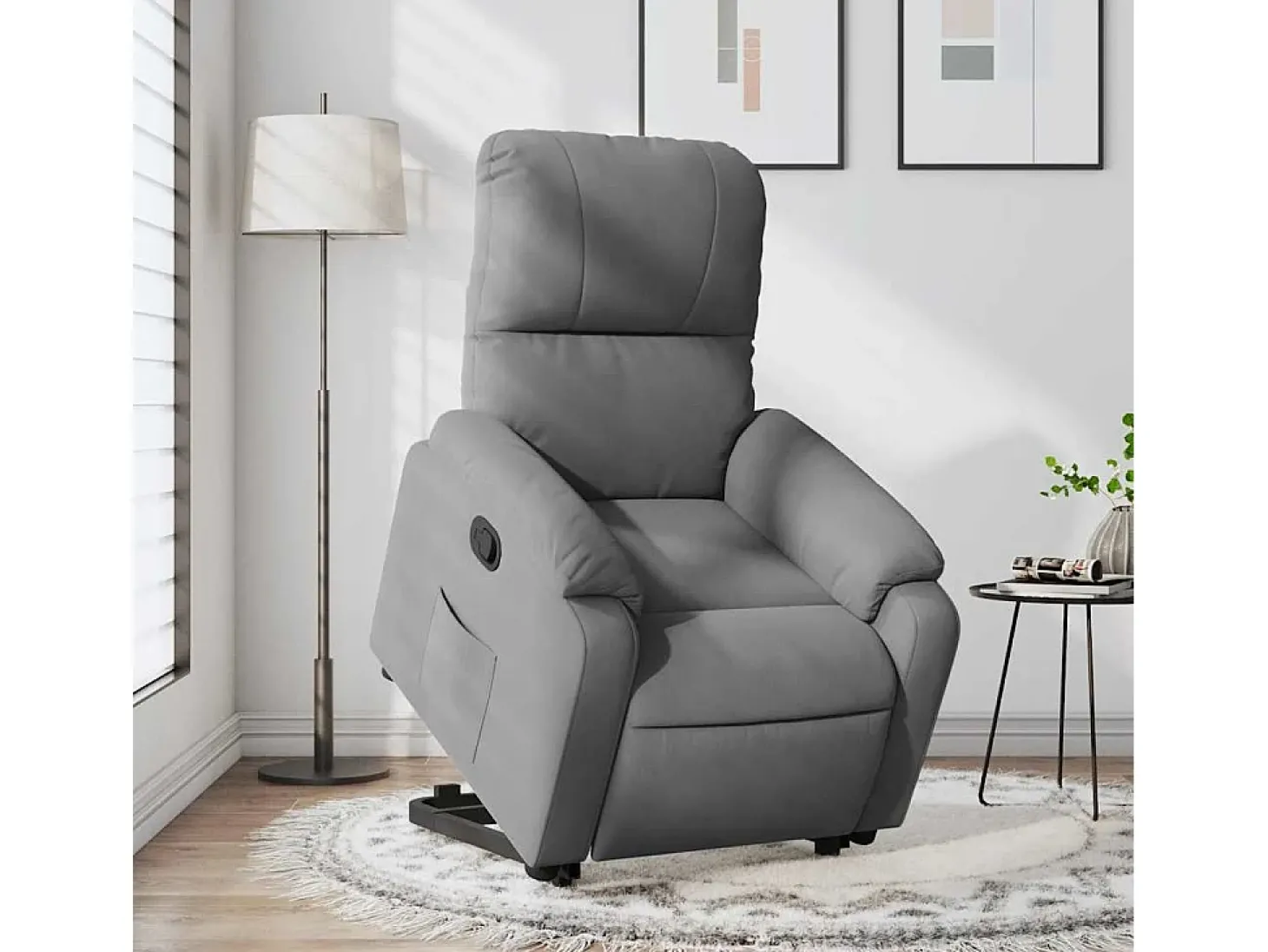 Poltrona Confortável | Poltrona reclinável elevatória tecido microfibra cinza-escuro SHL859605