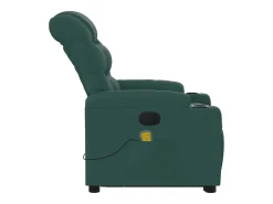 Poltrona Confortável | Poltrona reclinável elevatória de massagens tecido verde-escuro SHL986359