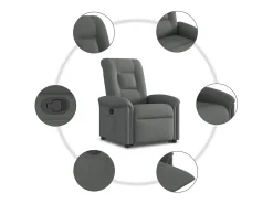 Poltrona Confortável | Poltrona reclinável elevatória tecido cinzento-escuro SHL88548