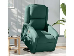 Poltrona Confortável | Poltrona reclinável elevatória veludo verde-escuro SHL523883