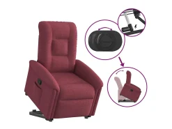 Poltrona Confortável | Poltrona reclinável elevatória tecido vermelho tinto SHL934146