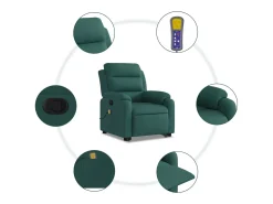 Poltrona Confortável | Poltrona reclinável elevatória de massagens tecido verde-escuro SHL166268