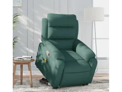 Poltrona Confortável | Poltrona reclinável elevatória de massagens tecido verde-escuro SHL166268