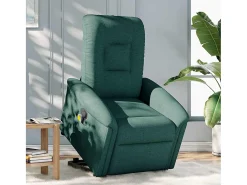 Poltrona Confortável | Poltrona reclinável elevatória de massagens tecido verde-escuro SHL498332