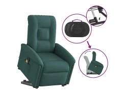 Poltrona Confortável | Poltrona reclinável elevatória de massagens tecido verde-escuro SHL498332