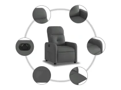 Poltrona Confortável | Poltrona reclinável elétrica tecido cinzento-escuro SHL636062
