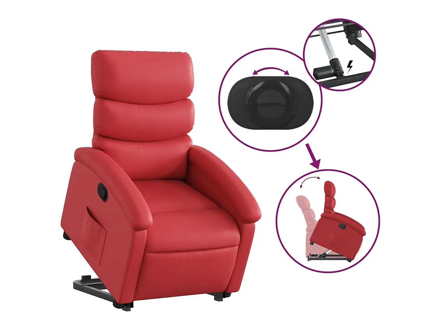 Poltrona Confortável | Poltrona reclinável elevatória couro artificial vermelho SHL47480