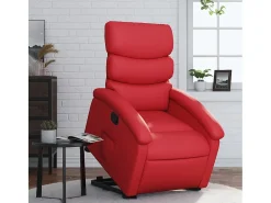 Poltrona Confortável | Poltrona reclinável elevatória couro artificial vermelho SHL47480