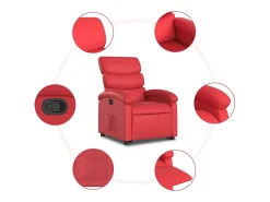 Poltrona Confortável | Poltrona reclinável elevatória couro artificial vermelho SHL47480