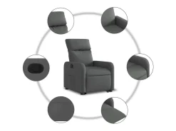 Poltrona Confortável | Poltrona reclinável elevatória tecido cinzento-escuro SHL829170