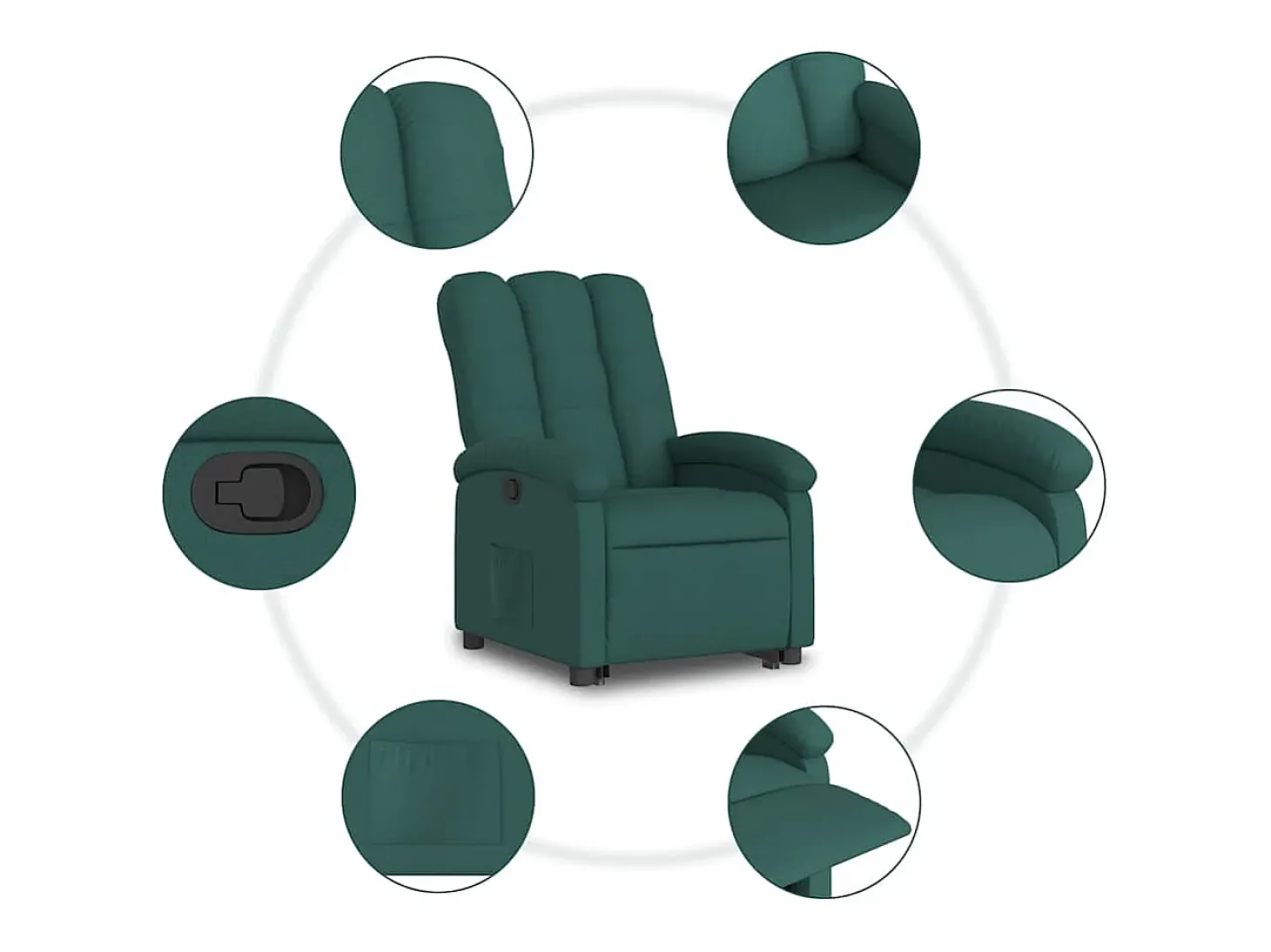 Poltrona Confortável | Poltrona reclinável elevatória tecido verde-escuro SHL813850