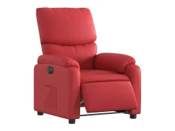 Poltrona Confortável | Poltrona reclinável elétrica couro artificial vermelho SHL445581