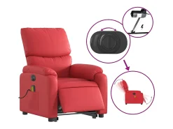 Poltrona Confortável | Poltrona reclinável elevatória elétrica couro artif. vermelho SHL152408