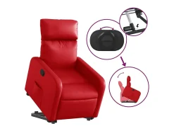 Poltrona Confortável | Poltrona reclinável elevatória couro artificial vermelho SHL562626