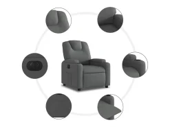 Poltrona Confortável | Poltrona reclinável elétrica tecido cinzento-escuro SHL672699