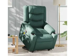 Poltrona Confortável | Poltrona reclinável elevatória de massagens tecido verde-escuro SHL892494
