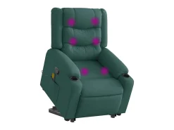Poltrona Confortável | Poltrona reclinável elevatória de massagens tecido verde-escuro SHL892494
