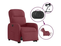 Poltrona Confortável | Poltrona reclinável elevatória elétrica tecido vermelho-tinto SHL975239