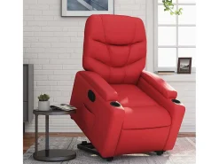 Poltrona Confortável | Poltrona reclinável elevatória elétrica couro artif. vermelho SHL453753