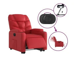 Poltrona Confortável | Poltrona reclinável elevatória elétrica couro artif. vermelho SHL453753