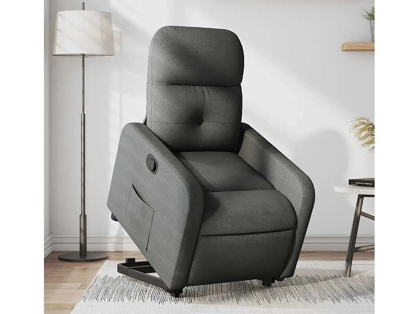 Poltrona Confortável | Poltrona reclinável elevatória tecido cinzento-escuro SHL561540