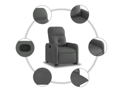 Poltrona Confortável | Poltrona reclinável elevatória tecido cinzento-escuro SHL561540