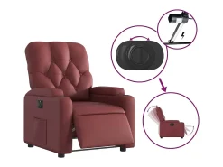 Poltrona Confortável | Poltrona reclinável elétrica couro artificial vermelho tinto SHL196549