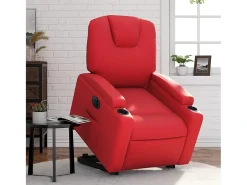 Poltrona Confortável | Poltrona reclinável elevatória elétrica couro artif. vermelho SHL137581