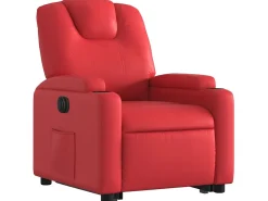 Poltrona Confortável | Poltrona reclinável elevatória elétrica couro artif. vermelho SHL137581