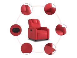 Poltrona Confortável | Poltrona reclinável elevatória elétrica couro artif. vermelho SHL137581