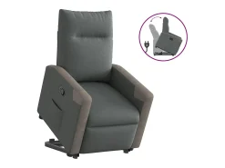 Poltrona Confortável | Poltrona reclinável elevatória tecido cinzento-escuro SHL52156