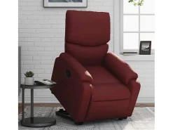 Poltrona Confortável | Poltrona reclinável elevatória couro artificial vermelho tinto SHL829117