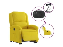 Poltrona Confortável | Poltrona reclinável elevatória elétrica veludo amarelo SHL258658