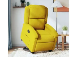 Poltrona Confortável | Poltrona reclinável elevatória elétrica veludo amarelo SHL258658