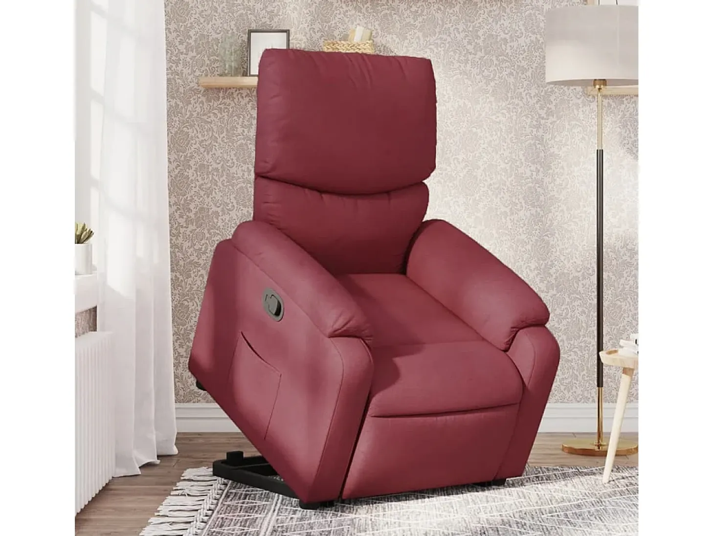 Poltrona Confortável | Poltrona reclinável elevatória tecido vermelho tinto SHL187270
