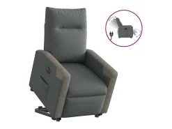 Poltrona Confortável | Poltrona reclinável elevatória elétrica tecido cinzento-escuro SHL555106